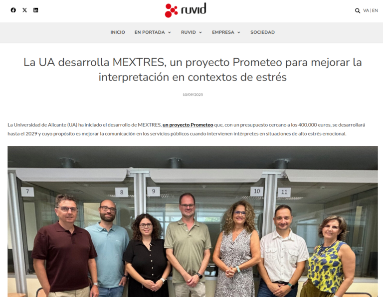 La UA desarrolla MEXTRES, un proyecto Prometeo para mejorar la interpretación en contextos de estrés